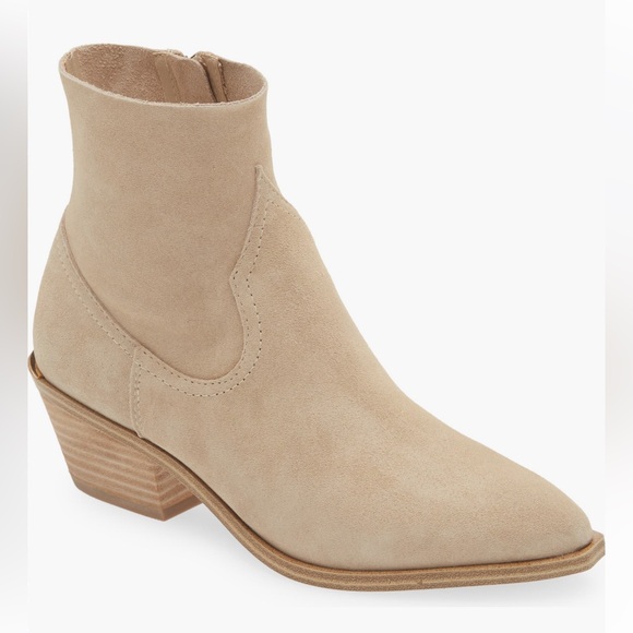 Steve Madden Braylen Suede Pointed Toe Bootie in Sand Color - Picture 1 of 12